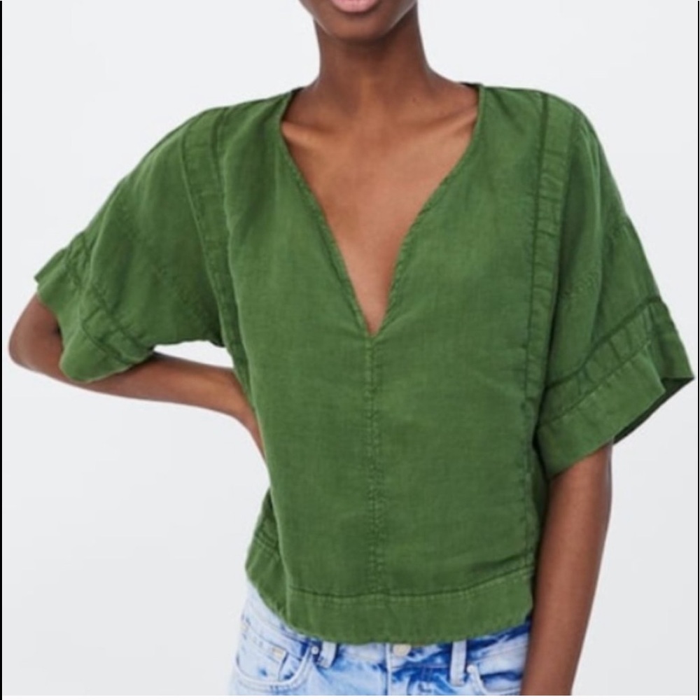 Zara Green V-Neck Top #120